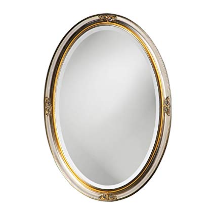 Howard Elliott 2153 Carlton Oval Mirror, 22 x 32-Inch, Bright Silver Leaf