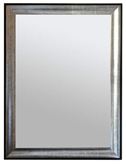 Raphael Rozen - Modern - Hanging Framed Wall Mounted Mirror, Antique Silver