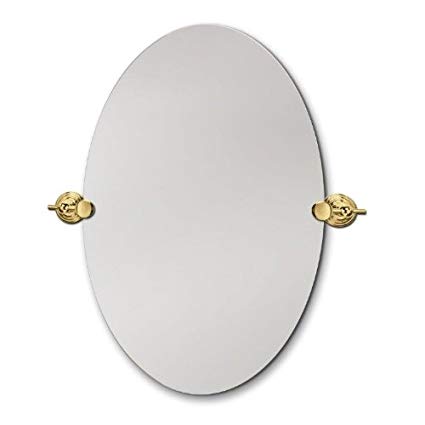 Head West Beveled Oval Brass Swivel Mirror, 24 by 36-Inch