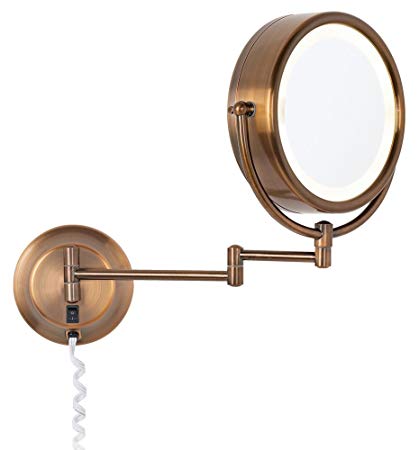 Kimball & Young Diablo Bronze Reversible 5x/1x Plug-In Lighted Makeup Mirror - 95365