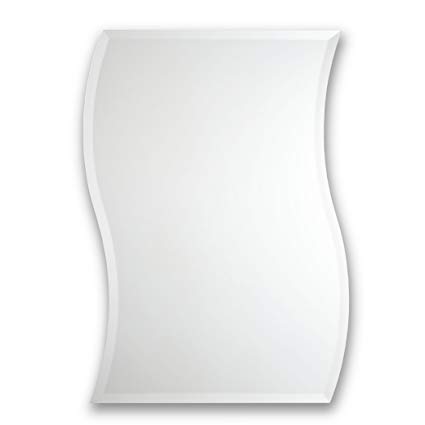 Frameless Beveled Wall Mirror | Wave Style | Bathroom, Bedroom, Accent Mirror