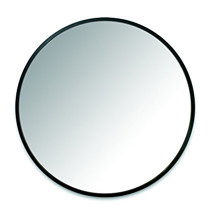 Umbra Hub Wall Mirror Black – 37 Inch Round Wall Mirror for Entryways, Washrooms, Living Rooms and More, Doubles as Wall Art, Black Rubber Frame
