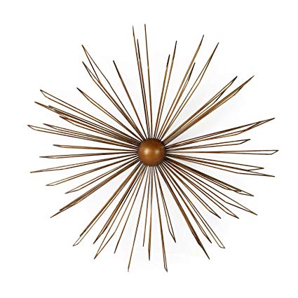 Home'Art Decorative Gold-Color Iron Wall Hanging Accents Decor Widget, Contemporary Modern Starburst Design