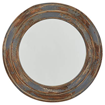 Stone & Beam Round Distressed Metal Mirror, 23.4