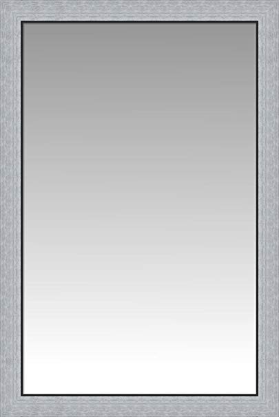 Two Toned Brushed Silver Flat Front Wall Mirror, Size 27.5 X 39.5