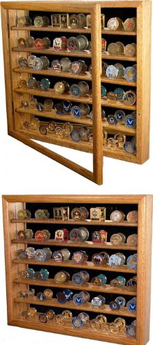 All American Gifts Military Challenge Coin Wall Mount Display Case w/Mirrored Back - Easily Holds 64 Coins 20