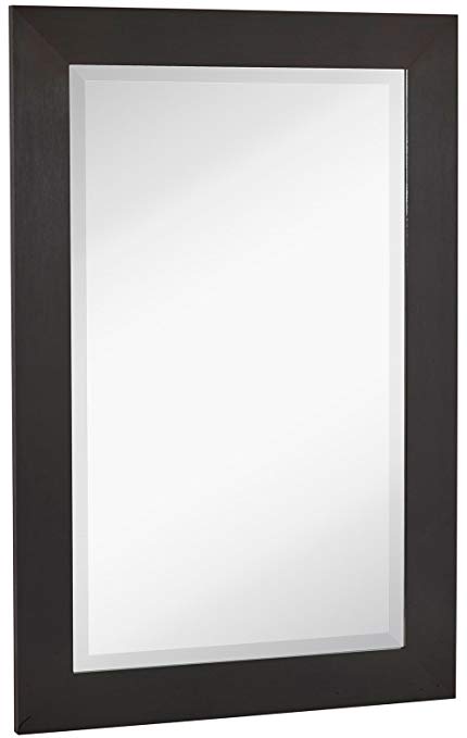 NEW Black Modern Metallic Look Rectangle Wall Mirror | Brushed Metal Appearance | Contemporary Simple Design Beveled Glass Vanity, Bedroom, or Bathroom | Hanging Horizontal or Vertical | Made in USA