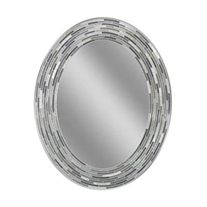 Headwest Reeded Charcoal Oval Tiles Wall Mirror, 23