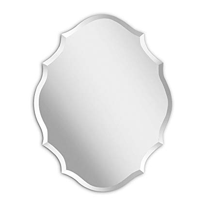 MIRROR TREND Emma Shaped Frameless Beveled Mirror with Solid Core Wood Backing