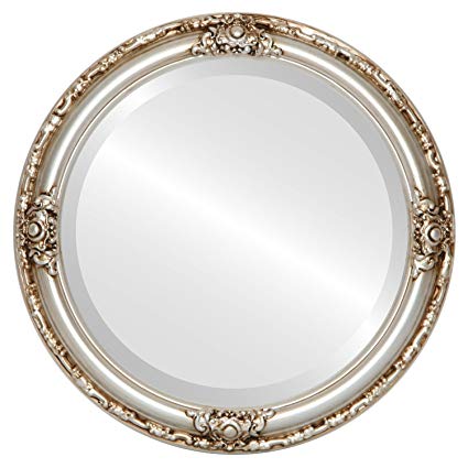 Round Beveled Wall Mirror for Home Decor - Jefferson Style - Silver - 16x16 outside dimensions