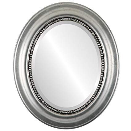Oval Beveled Wall Mirror for Home Decor - Heritage Style - Silver Leaf with Black Antique - 17x21 outside dimensions