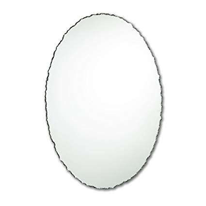 The Better Bevel Small Frameless Oval Wall Mirror | Chiseled Edge | Bathroom, Vanity, Bedroom Mirror (22-in x 28-in)