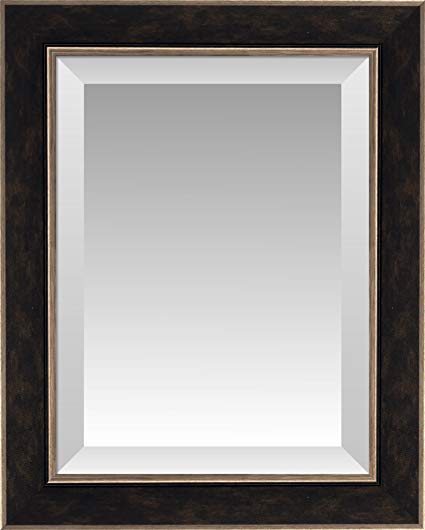 Bronze Washed Espresso Brown with Bronze Edges Beveled Wall Mirror, Size 20 X 24