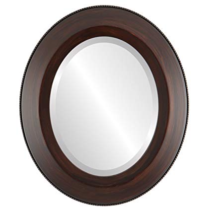 Oval Beveled Wall Mirror for Home Decor - Lombardia Style - Mocha - 18x22 outside dimensions