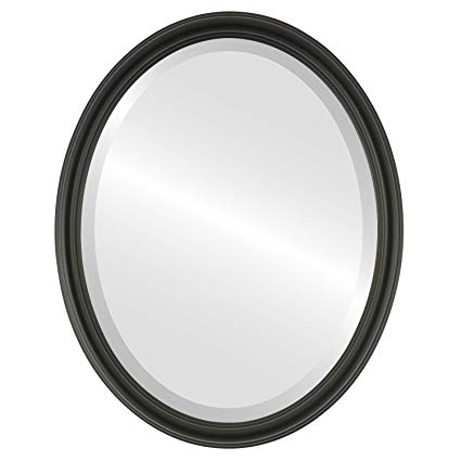 Oval Beveled Wall Mirror for Home Decor - Saratoga Style - Matte Black - 14x18 outside dimensions