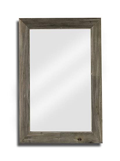 Raphael Rozen - Elegant - Modern - Classic - Vintage - Rustic - Hanging Framed Wall Mounted Mirror, Natural Weathered Grey Barn wood (2 5/8