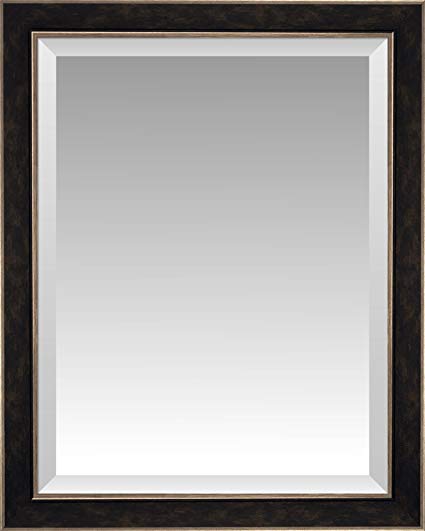 Bronze Washed Espresso Brown with Bronze Edges Beveled Wall Mirror, Size 28 X 34