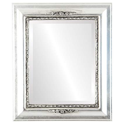 Rectangle Beveled Wall Mirror for Home Decor - Boston Style - Silver Leaf with Black Antique - 17x21 outside dimensions