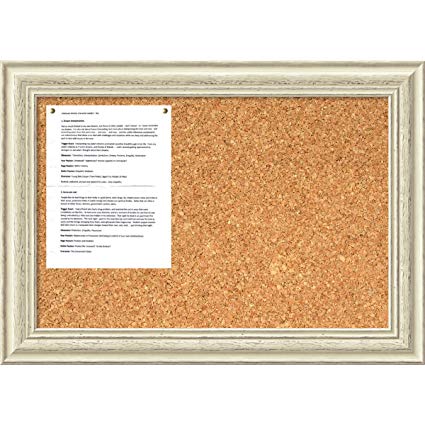 Amanti Art Framed Cork Board Medium, Country White Wash Wood: Outer Size 28 x 20