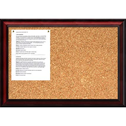 Amanti Art Framed Cork Board Medium, Rubino Cherry Wood: Outer Size 27 x 19