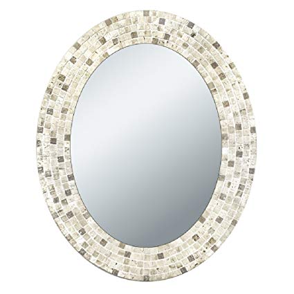 Head West Travertine Mosaic Oval Mirror, 24 by 30-Inch
