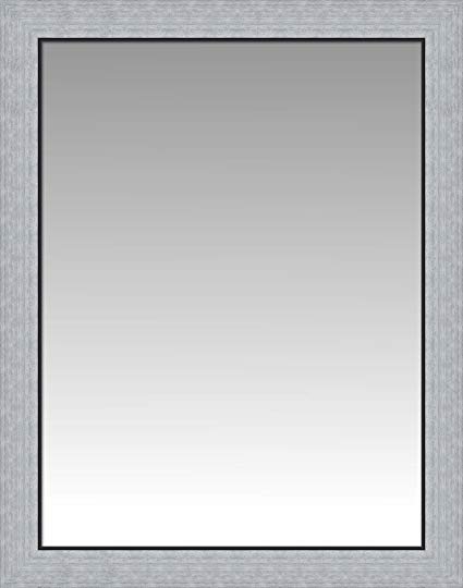 Two Toned Brushed Silver Flat FrontWall Mirror, Size 25.5 X 31.5