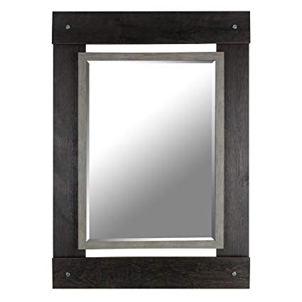 Mirrorize.ca Beveled Hanging Wall Decorative Mirror with Black & Gray Wash Frame, 30-Inch by 43-Inch