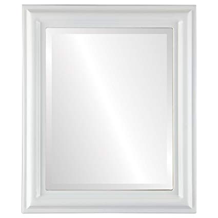 Rectangle Beveled Wall Mirror for Home Decor - Philadelphia Style - Linen White - 20x24 outside dimensions