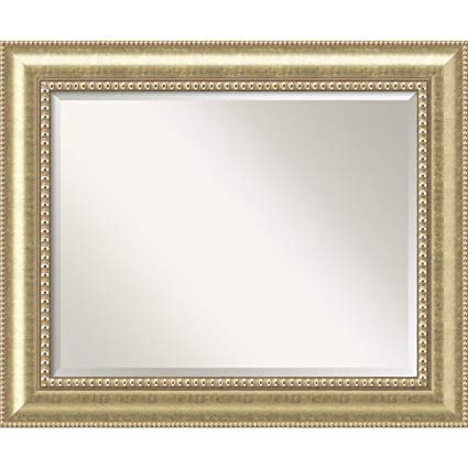 Amanti Art Wall Mirror Large, Astoria Champagne Wood: Outer Size 35 x 29