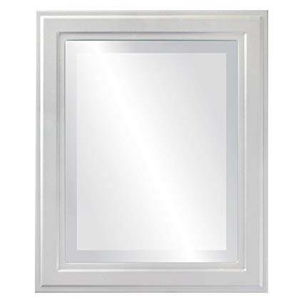 Rectangle Beveled Wall Mirror for Home Decor - Wright Style - Linen White - 16x20 outside dimensions